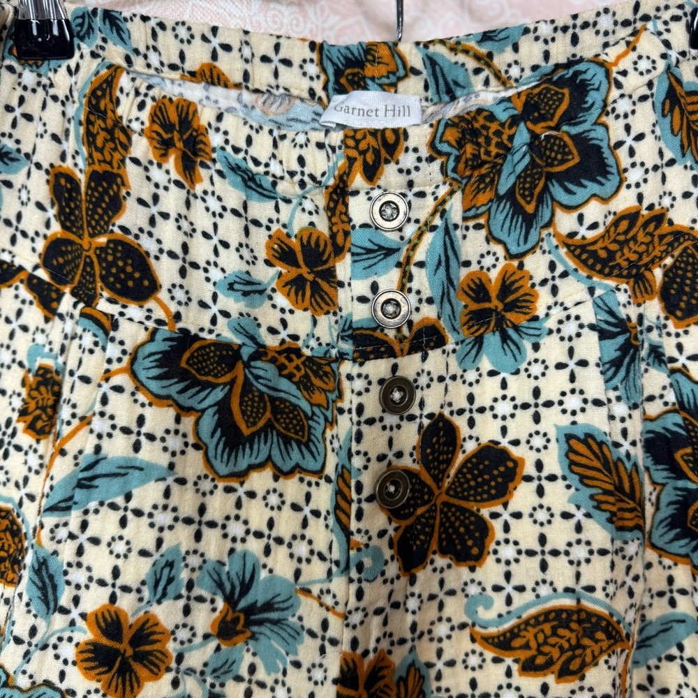 Garnet Hill High Waisted Boho Bohemian Pattern Pants 100% Organic Cotton - Picture 3 of 11